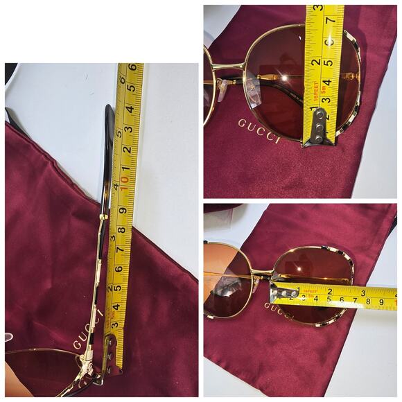 Gucci Oversized Round Sunglasses Enameled Bamboo Accent Brown Gradient Lens main image 6
